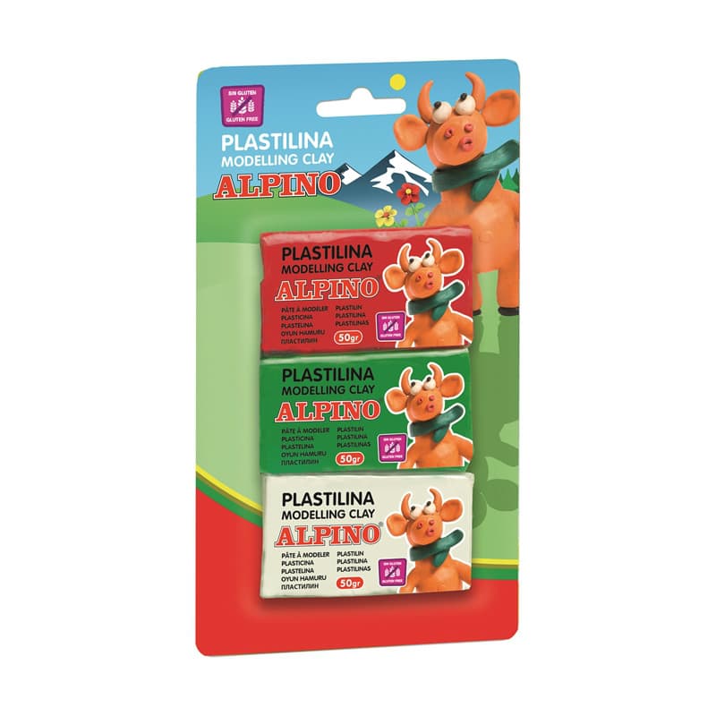 Plastilina standard ALPINO, 3 culori x 50 grame/blister