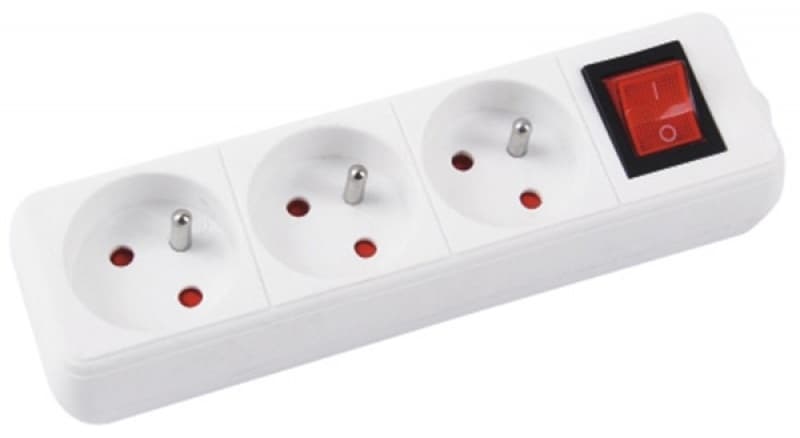 Prelungitor cu 3 prize, cablu 3 metri, cu intrerupator, Office Products - alb