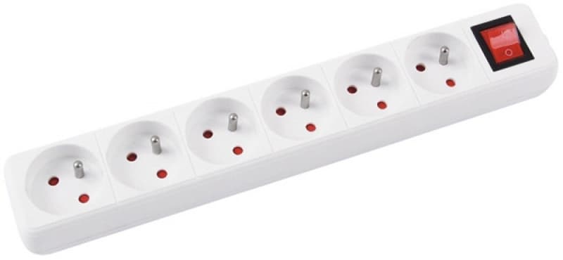 Prelungitor cu 6 prize, cablu 5 metri, cu intrerupator, Office Products - alb