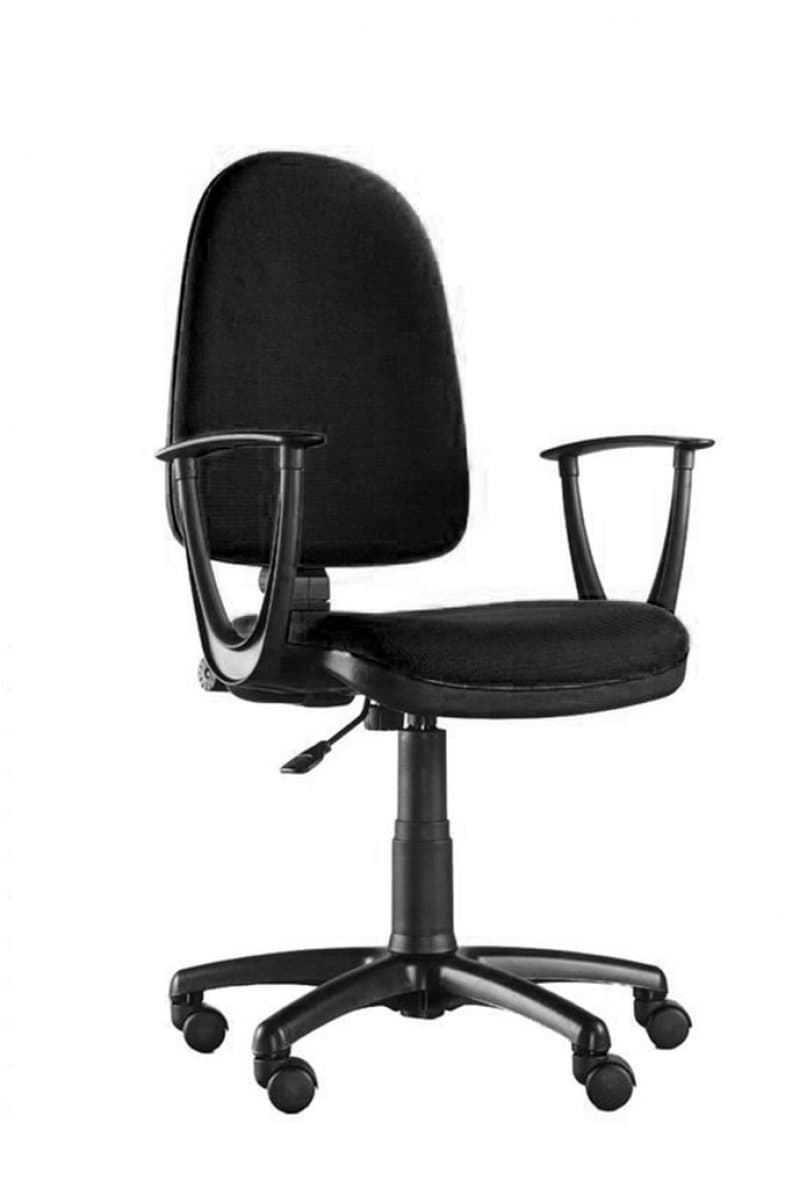 Scaun de birou, brate plastic, rotile, stofa, Office Products Evia - negru