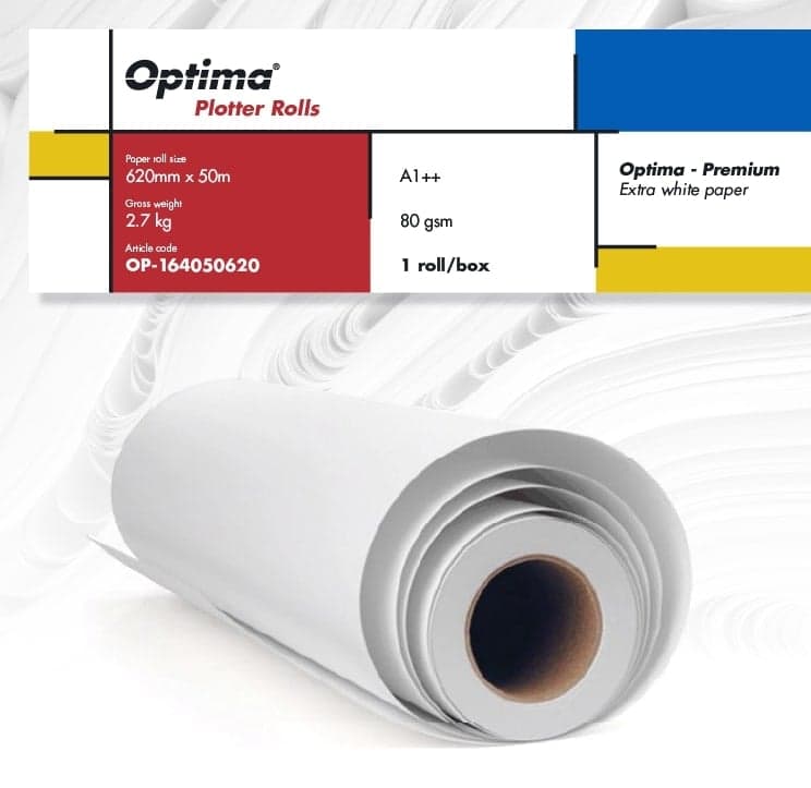 Rola Hârtie Plotter Optima Premium A1++, 80g, 620mm x 50m