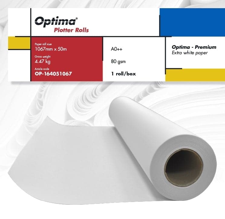 Rola Hârtie Plotter A0++ Optima Premium - 80gr, 1067mm x 50m
