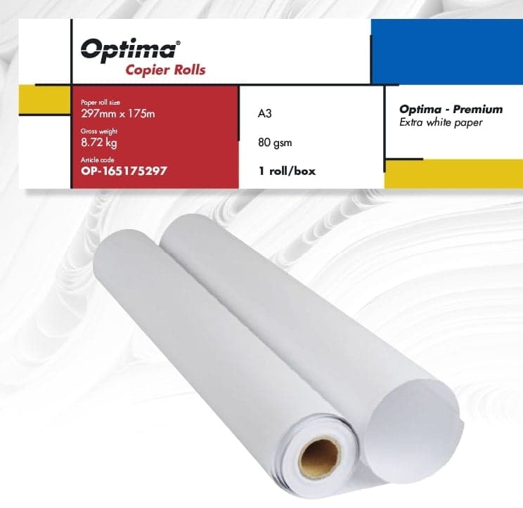 Rola Hârtie Copiator A3, 80gr, 297mm x 175m, 2 Role/Cutie - Optima Premium