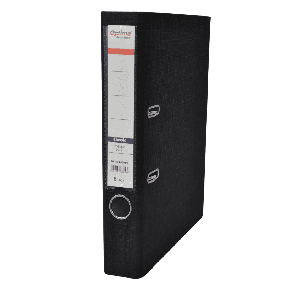 Biblioraft plastifiat 5 cm Optima Classic A4 - negru