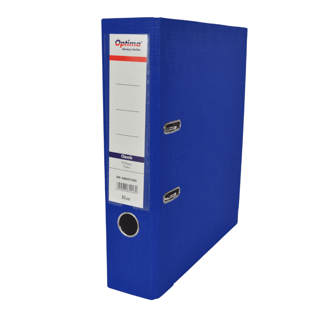 Biblioraft plastifiat 7,5 cm Optima Classic A4- albastru
