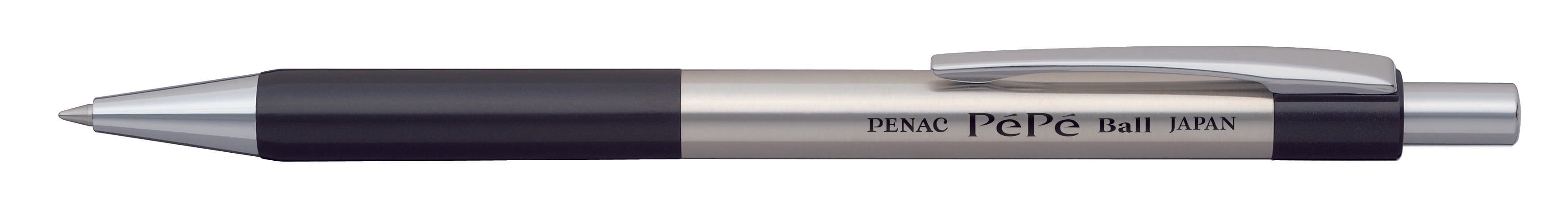 Pix metalic PENAC Pepe, rubber grip, 0.7mm, accesorii negre - scriere albastra