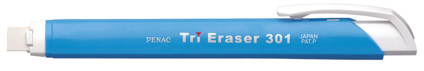 Radiera mecanica PENAC Tri Eraser, triunghiulara, 100% cauciuc - corp albastru pastel