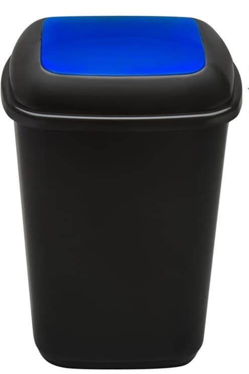Cos plastic reciclare selectiva, capacitate 28l, PLAFOR Quatro - negru cu capac albastru - hartie