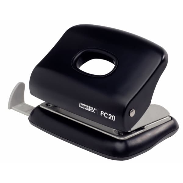 Perforator plastic Rapid FC20, 20 de coli, cutie, negru