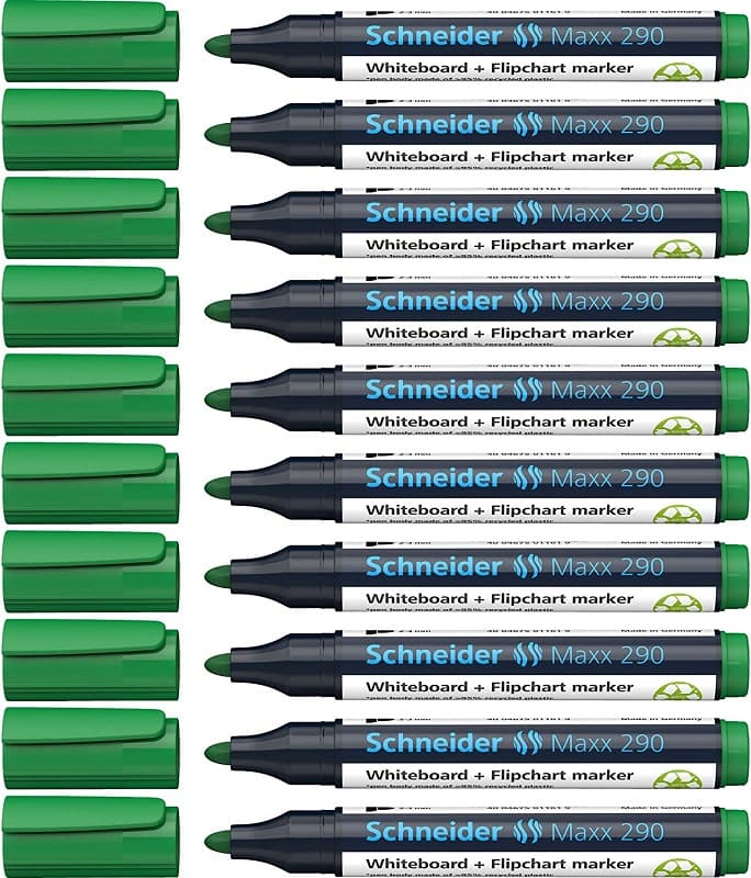 Marker SCHNEIDER Maxx 290, pentru tabla de scris+flipchart, varf rotund 2-3mm - verde