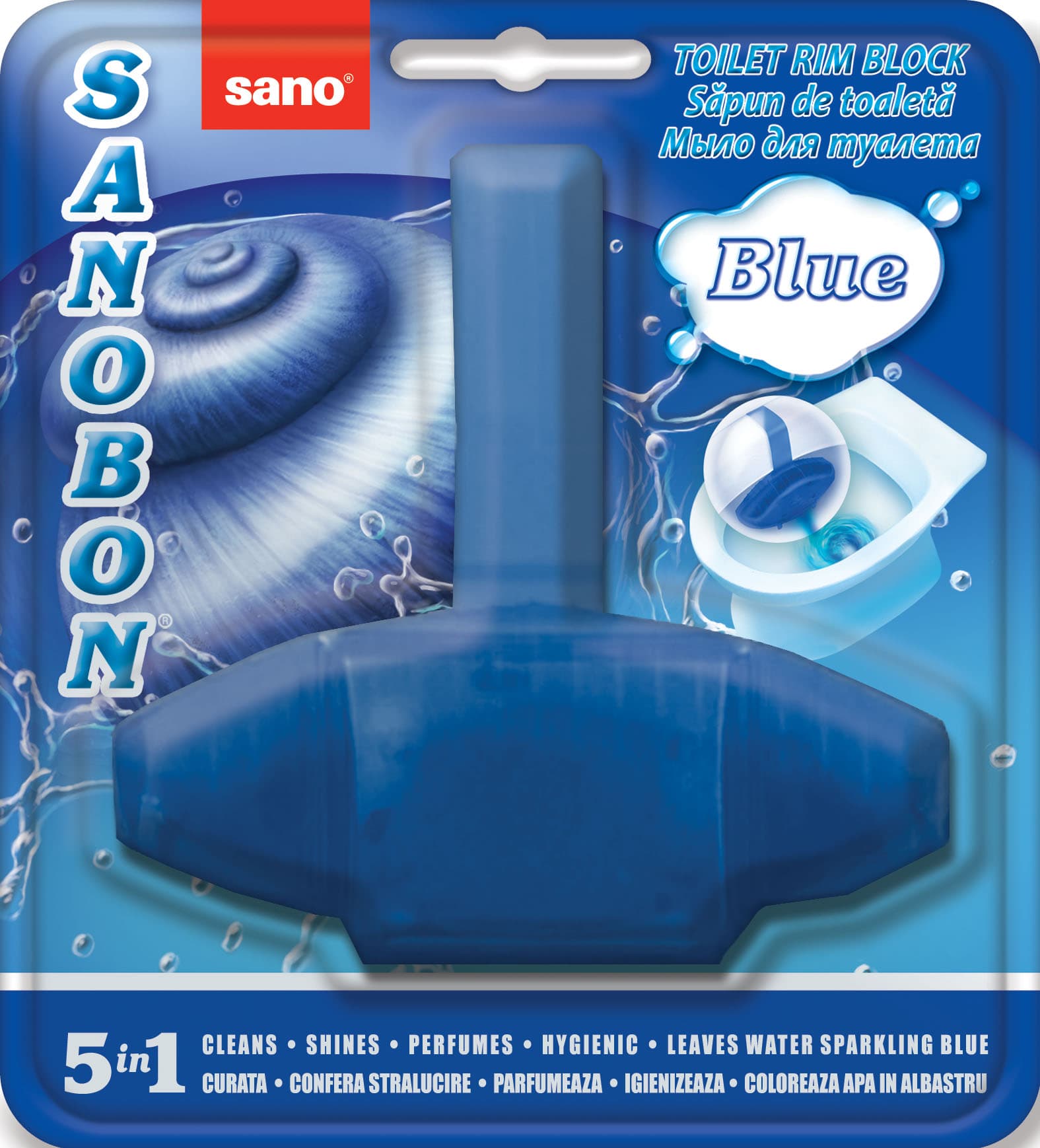 Odorizant solid pt. vasul toaletei, curata, igienizeaza si coloreaza apa, 1000 utilizari, SANO Bon