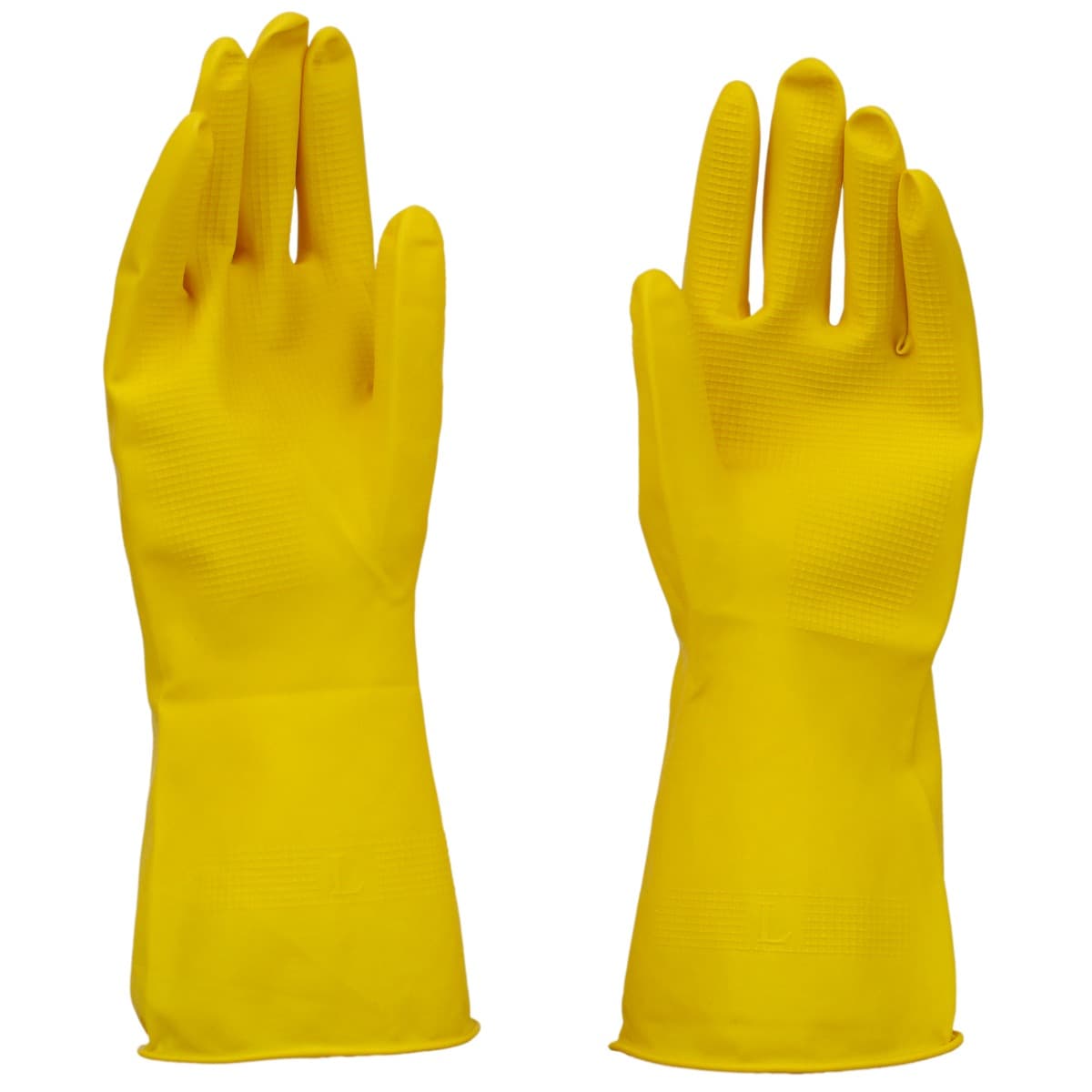 Manusi menaj din latex, galbene, interior captusit cu puf de bumbac, L, pentru uz casnic