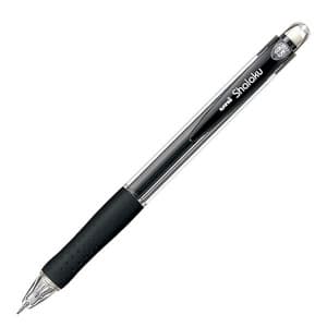 Creion mecanic UNI Shalaku M5-100, 0.5mm, grip cauciucat, corp transparent negru, cu guma de sters