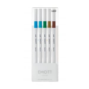 Fineliner UNI EMOTT PEM-SY, 0.4mm, NO.4, set 5 culori metalizate