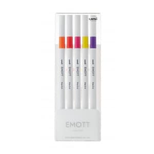 Fineliner UNI EMOTT PEM-SY, 0.4mm, NO.2, set 5 culori intense