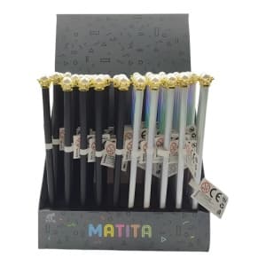 Creioane grafit Zebra JEB0057, HB, cu figurina coroana regina, corp negru/curcubeu, acryl