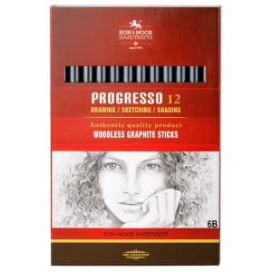 Creion grafit Koh-I-Noor Progresso K8911, HB - 8B, pentru desen tehnic, corp rotund integral din mina, fara lemn, set 12 buc