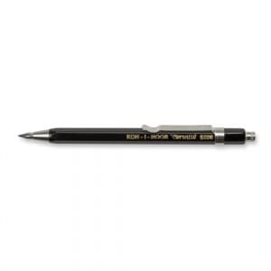 Creion mecanic Koh-I-Noor Versatil K5228C, 2.0mm, corp metalic hexagonal negru, cu ascutitoare, clips metalic, 114.5mm