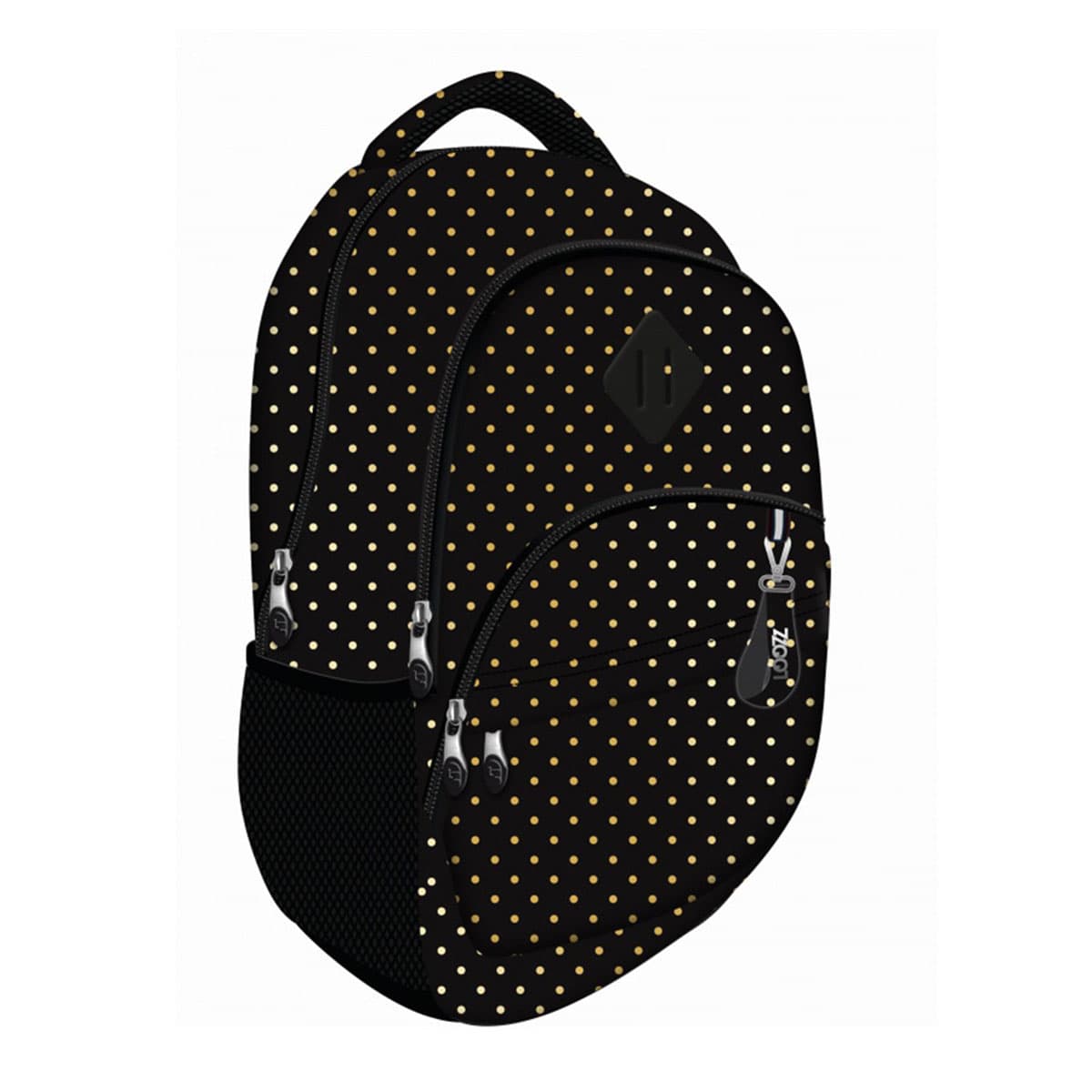 Ghiozdan Loozz Premium Golden Dots, 2 compartimente, 43x31x24 cm, negru