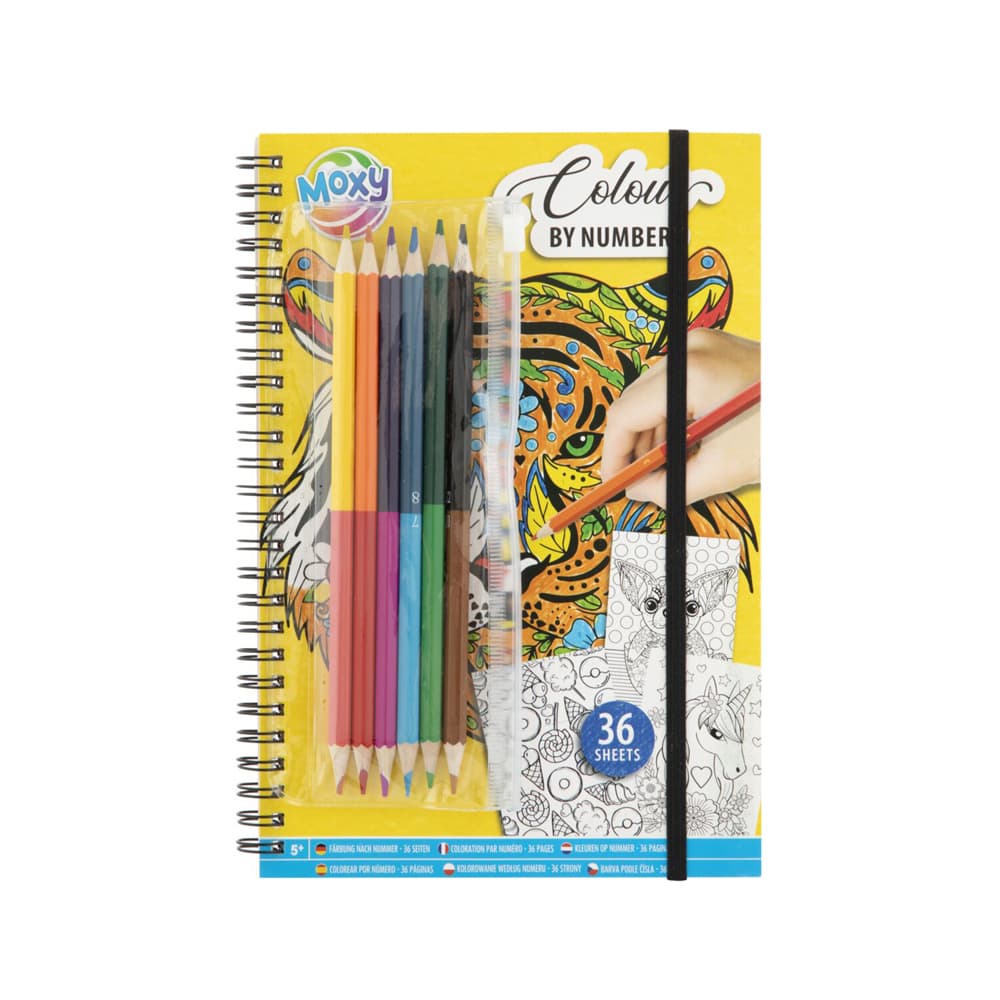 Carte de colorat pe numere Creative Craft Grafix, 36 pagini, 6 creioane duo, 5+ ani