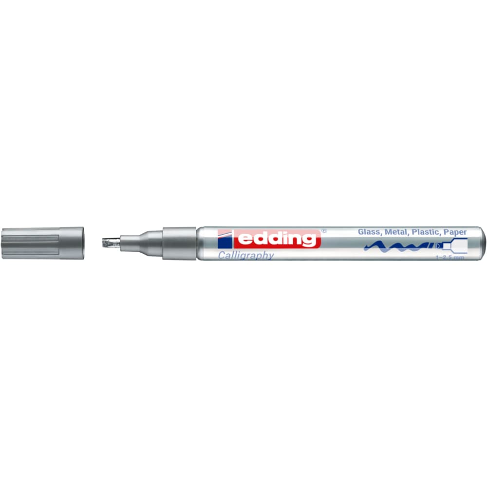 Marker cu vopsea Edding 753, vopsea lucioasa, caligrafie, varf 1-2.5 mm, argintiu
