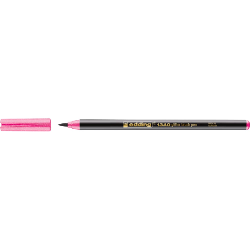 Marker Edding 1340 Glitter, varf tip pensula, 1-6 mm, roz glitter