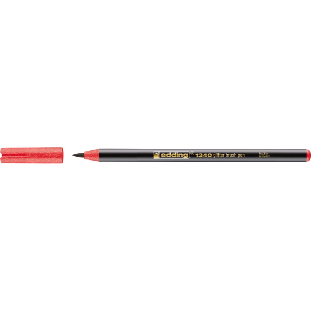 Marker Edding 1340 Glitter, varf tip pensula, 1-6 mm, rosu
