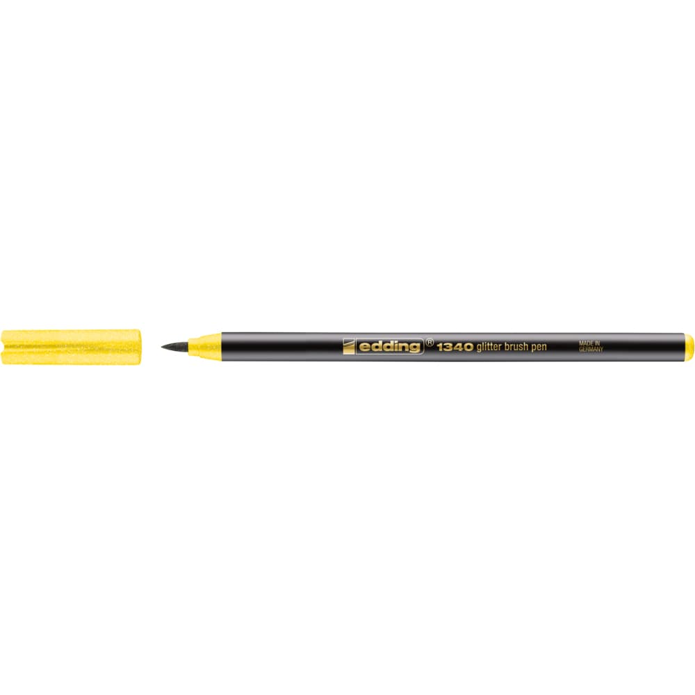 Marker Edding 1340 Glitter, varf tip pensula, 1-6 mm, galben