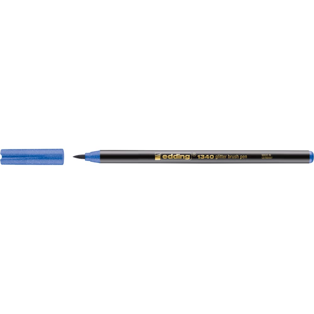 Marker Edding 1340 Glitter, varf tip pensula, 1-6 mm, albastru