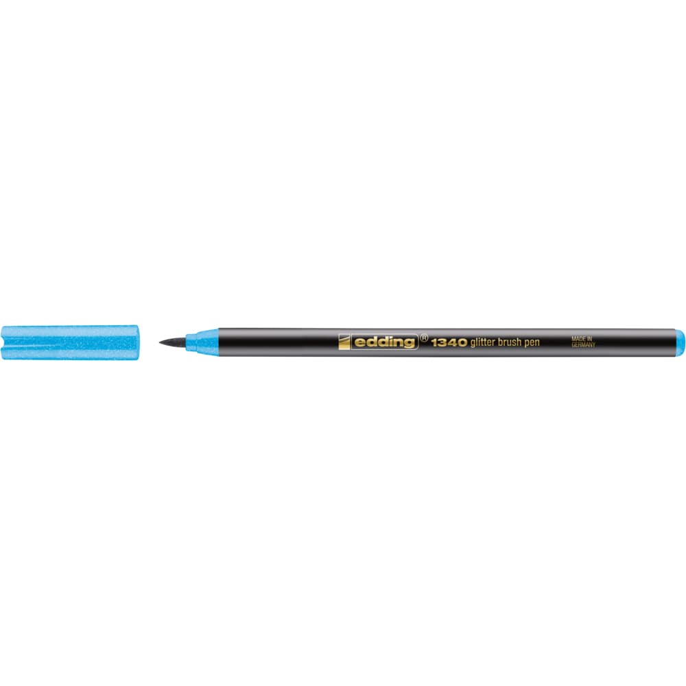 Marker Edding 1340 Glitter, varf tip pensula, 1-6 mm, albastru azur
