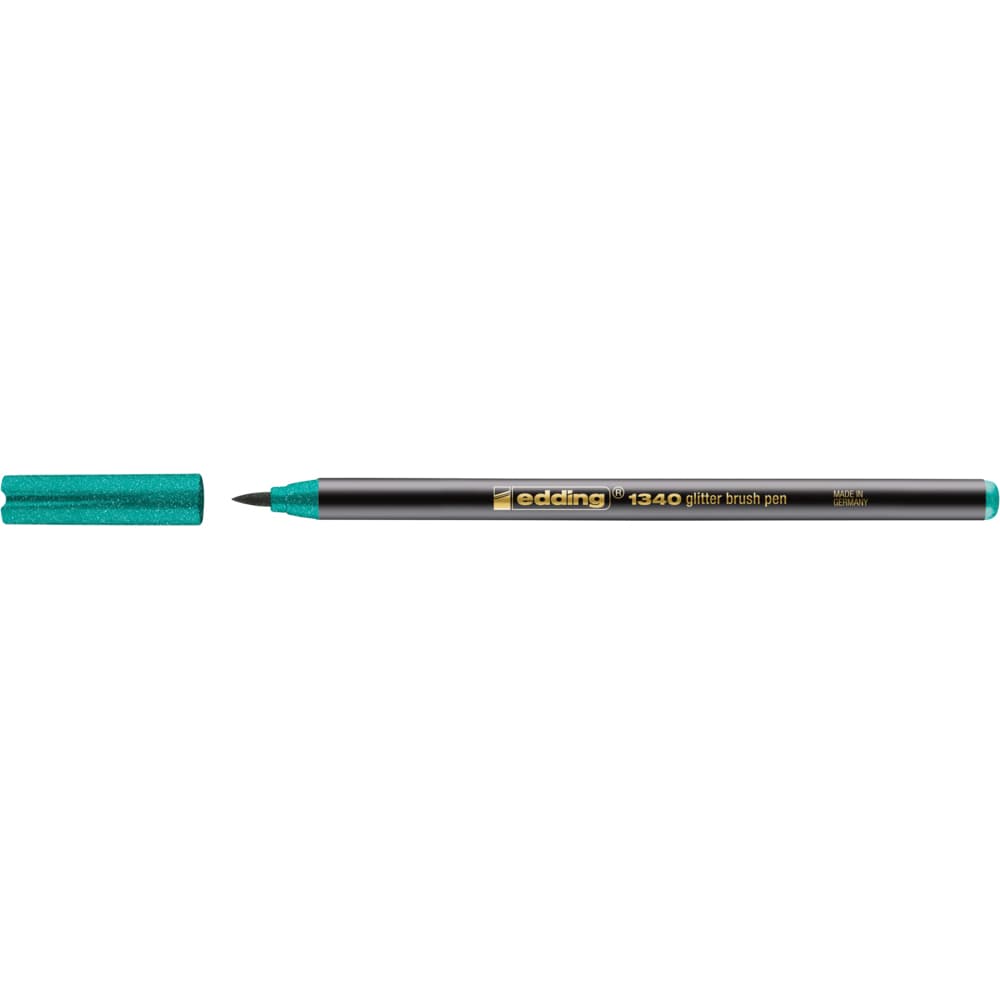 Marker Edding 1340 Glitter, varf pensula, 1-6 mm, verde inchis