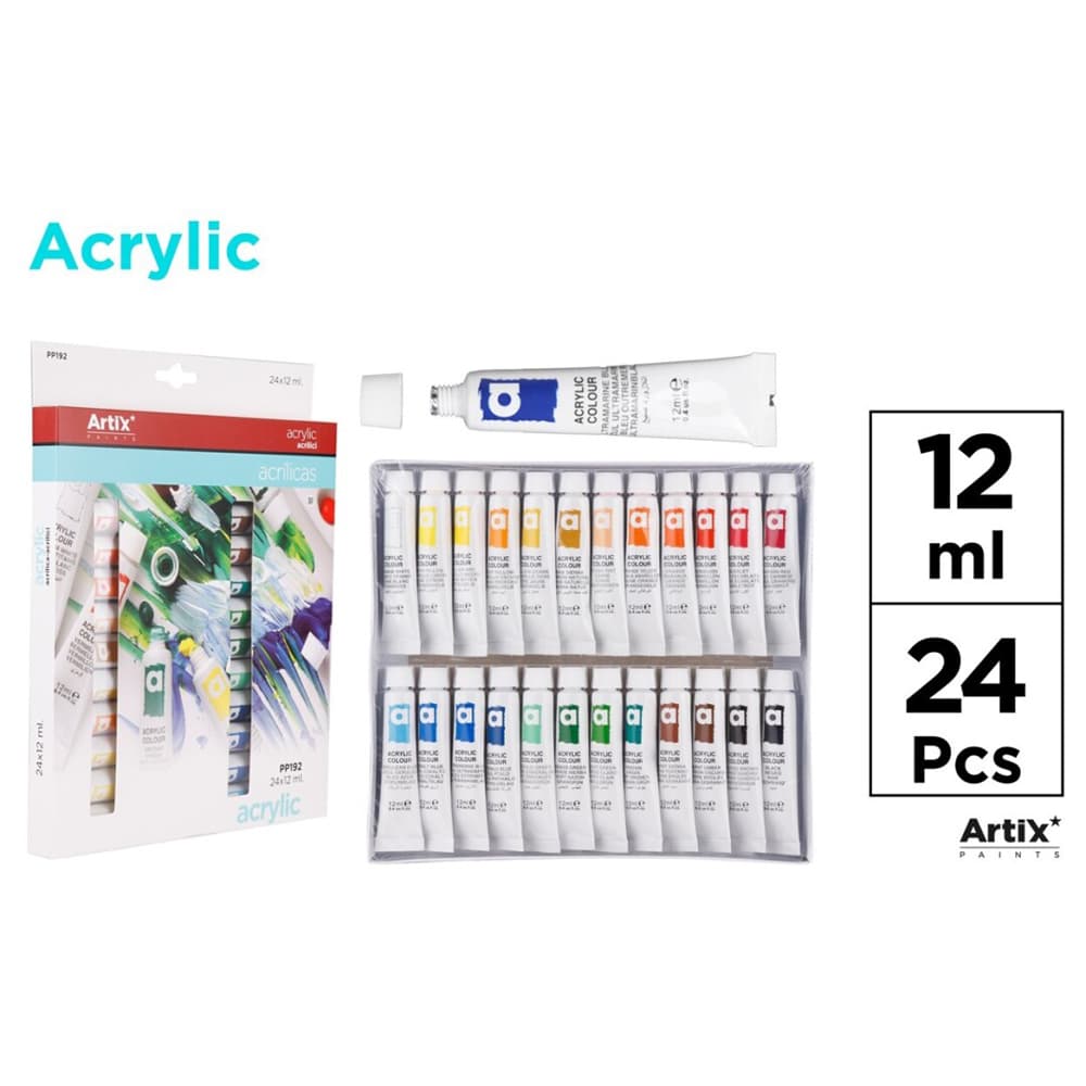 Set 24 tempera acrilica Artix, 12 ml
