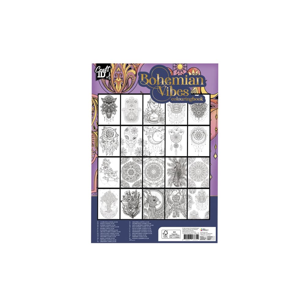 Carte de colorat A4 Creative Craft, 20 file, mov, Bohemian Floral