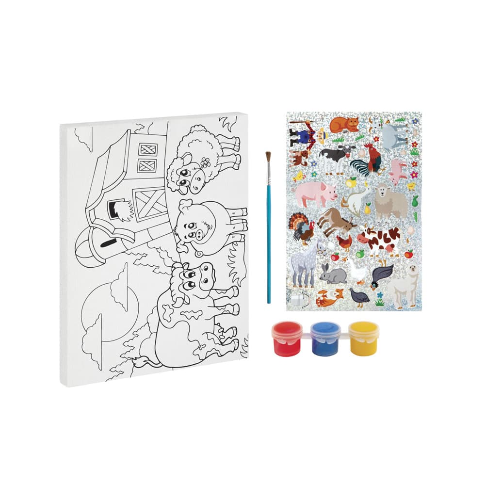 Set pictura cu pensula, 3 culori si stickere Creative Craft