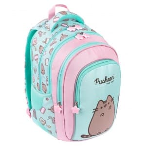 Ghiozdan St.Majewski Pusheen, 40cm, 4 compartimente, verde menta cu roz, BPL58 / 663178