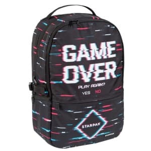 Ghiozdan Starpak Game Over, gradinita, 2 comparimente, 3 buzunare, negru, 446576