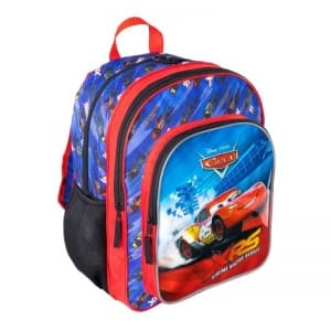 Ghiozdan St.Majewski Cars, 2 compartimente, 3 buzunare, rosu cu albastru, 24902