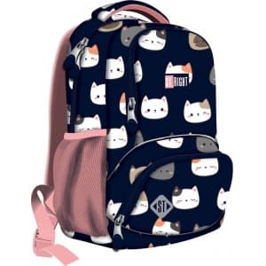 Ghiozdan St.Majewski St.Right Cuttie Kitties, 38cm, 1 compartiment, Navy Blue/Roz, BP71 / 664267