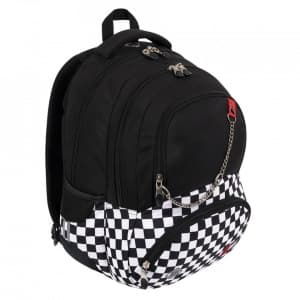 Ghiozdan St.Majewski St.Right Pop Chain, 39cm, 3 compartimente, negru cu alb, 653605