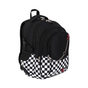 Ghiozdan St.Majewski St.Right Pop Chain, 42cm, 4 compartimente, negru cu alb, 653605