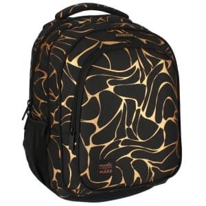 Ghiozdan Starpak Magic, 3 compartimente, 2 buzunare, negru cu auriu, 485933