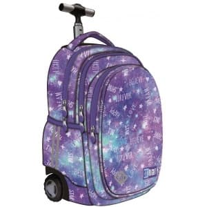 Ghiozdan tip troler St.Majewski St.Right Galaxy Girl, 3 compartimente, 2 buzunare, violet, 345907