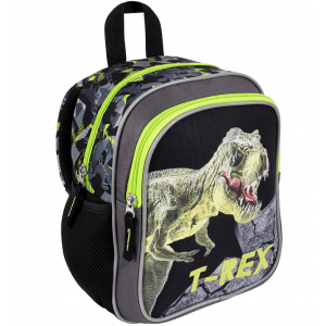 Ghiozdan St.Majewski Bambino TRex, 1 compartiment, 3 buzunare, negru cu verde, 650635
