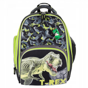 Ghiozdan St.Majewski Bambino TRex, 2 compartimente, 2 buzunare, negru cu verde, 650512