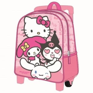 Ghiozdan gradinita Cerda Hello Kitty 3D, 25cm, 1 compartiment, tip troller, 25x30x12cm, 630022