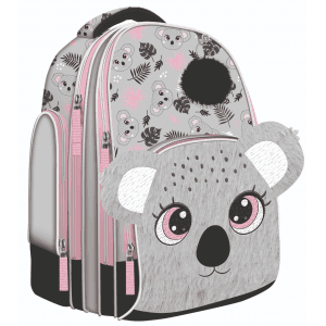 Ghiozdan St.Majewski Bambino Koala, 2 compartimente, 3 buzunare, gri cu roz, 657177