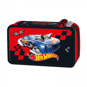 Penar echipat St.Majewski Hot Wheels, 3 fermoare, rosu cu negru, 651472