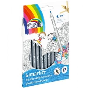 Carioci colorate Fiorello Bimarker GR-F816-12, 2 capete, 12 culori, varf 1-3mm, blister carton