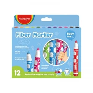 Carioci colorate Keyroad Baby Line KR972320, 12 culori, jumbo, pentru textile