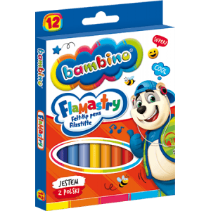 Carioci colorate Bambino Flamastry 1604, 12 culori, blister carton